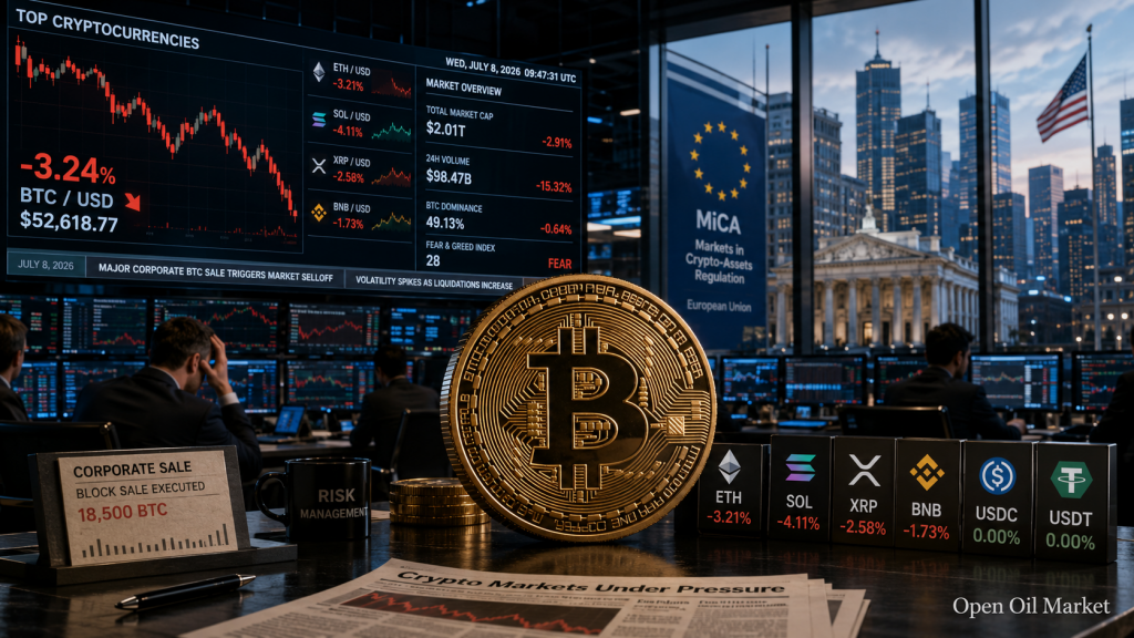 Tin tức tiền điện tử, thứ Tư 8 tháng 7 năm 2026: Bitcoin dưới áp lực chiến lược và các quy tắc MiCA mới