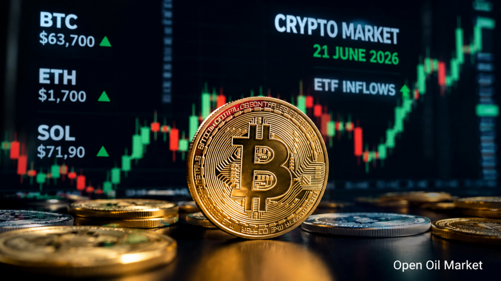 Tin tức tiền điện tử, Chủ nhật, 21 tháng 6 năm 2026: Bitcoin giữ vững $63–64 nghìn, dòng ETF và quy định stablecoin định hình thị trường.