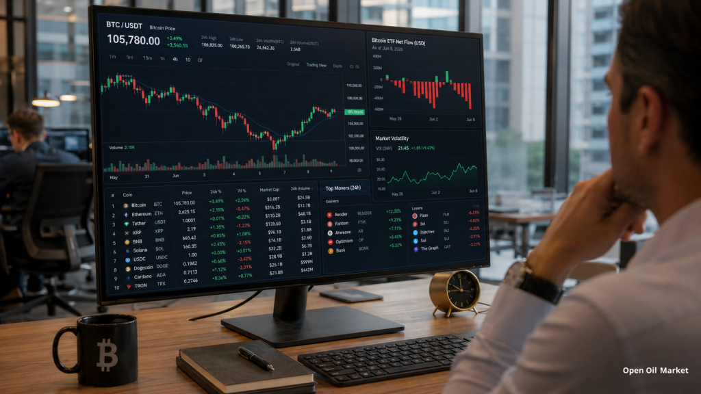Tin tức tiền điện tử, thứ Ba, ngày 9 tháng 6 năm 2026: bitcoin giữ thị trường sau sự sụt giảm, trong khi các nhà đầu tư đánh giá dòng vốn ETF, stablecoin và 10 tài sản kỹ thuật số hàng đầu.