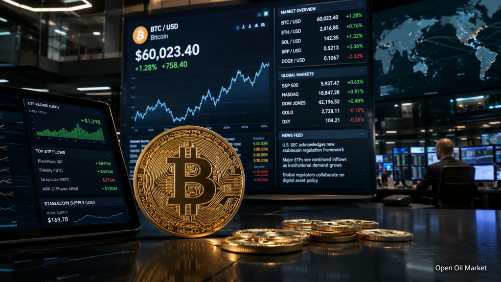 Thị trường tiền điện tử 29 tháng 6 năm 2026: Bitcoin, ETF, stablecoin và top-10 tài sản kỹ thuật số