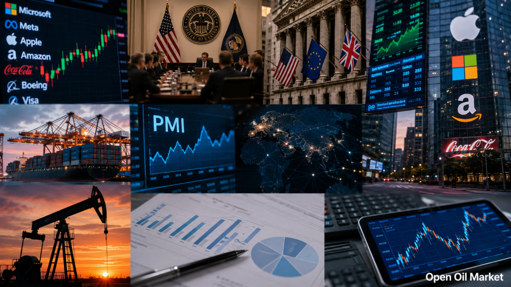 Lịch đầu tư từ 27–31 tháng 7 năm 2026 - lãi suất Fed, GDP Mỹ và khu vực đồng euro, lạm phát PCE, Ngân hàng Anh, PMI Trung Quốc, OPEC+ và báo cáo từ các công ty S&P 500, Euro Stoxx 50, Nikkei 225, MOEX