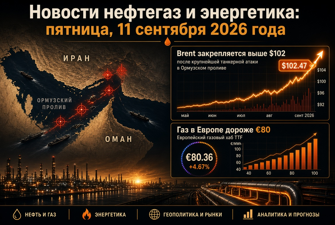 Tin tức dầu khí và năng lượng: ngày 11 tháng 9 năm 2026 - Brent giữ vững trên 102 đô la sau cuộc tấn công lớn nhất vào eo biển Hormuz, khí đốt tại châu Âu cao hơn 80 euro